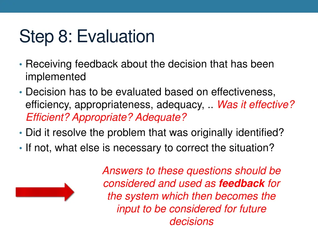 step 8 evaluation
