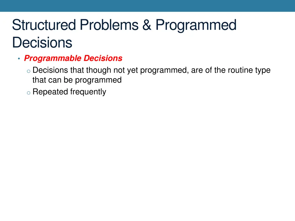 structured problems programmed decisions 1