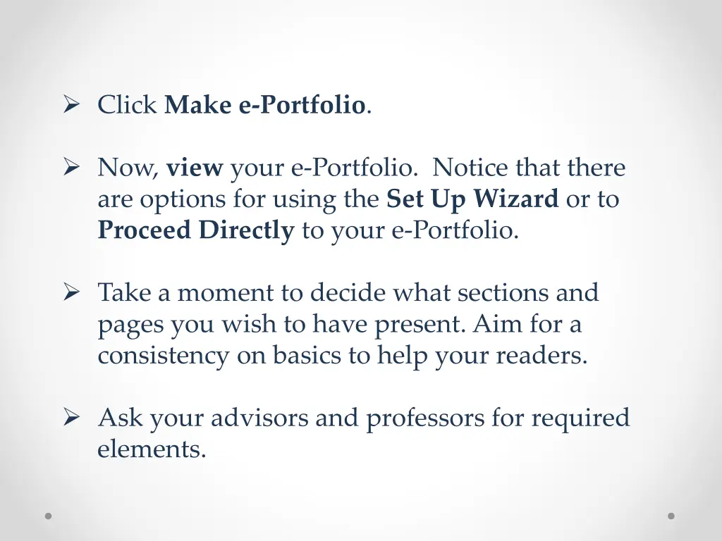 click make e portfolio