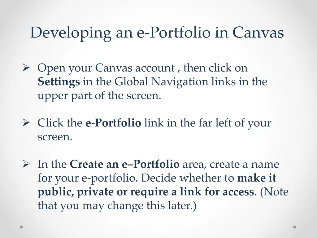 developing an e portfolio in canvas