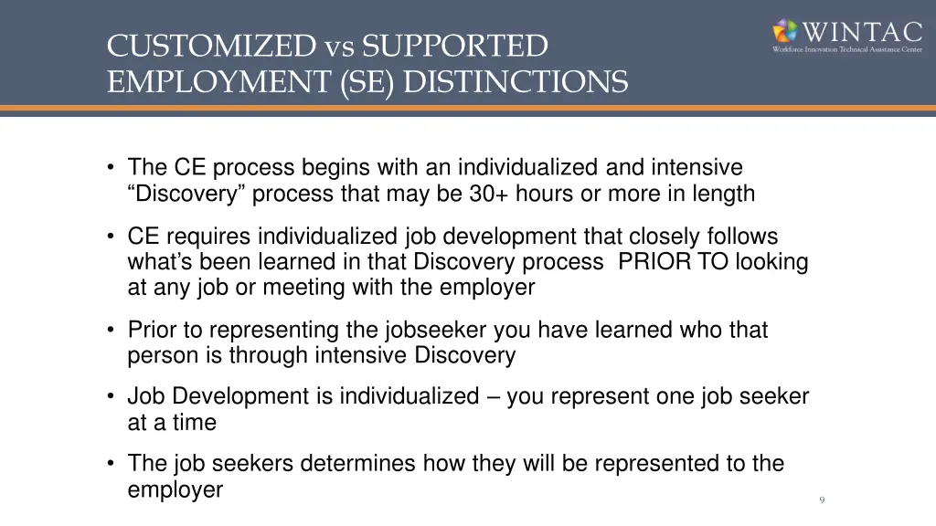 customized vs supported employment se distinctions