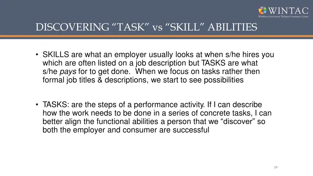 discovering t ask vs skill abilities