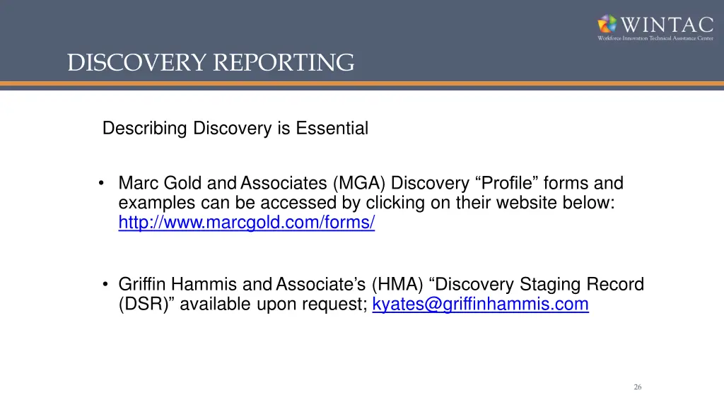discovery reporting