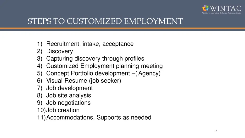 steps to customized employment
