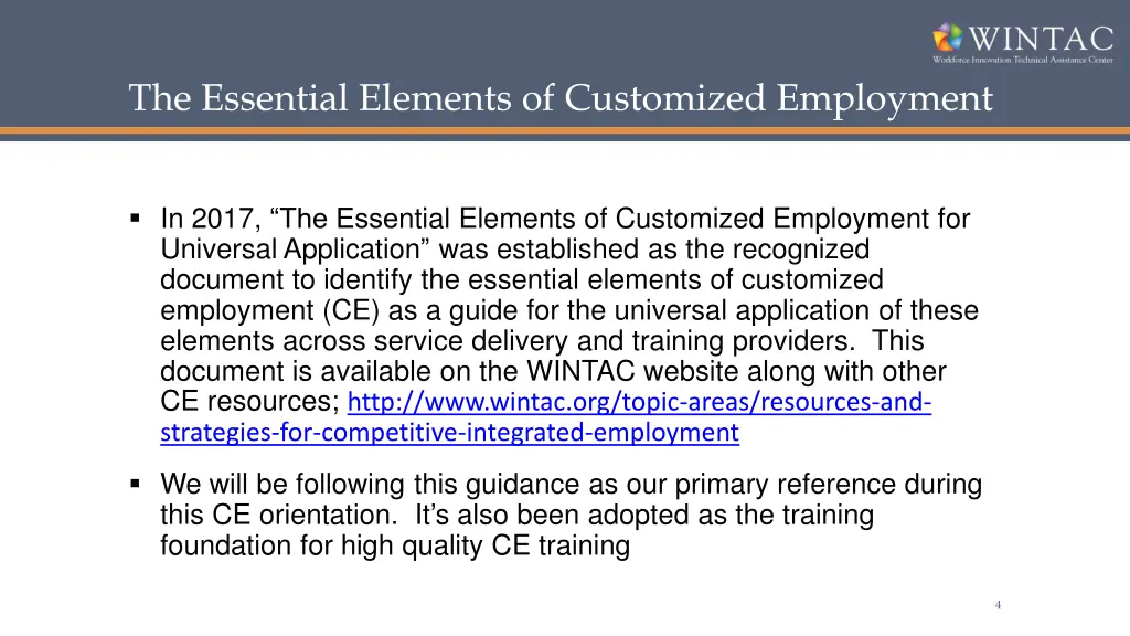 the essential elements of customized employment