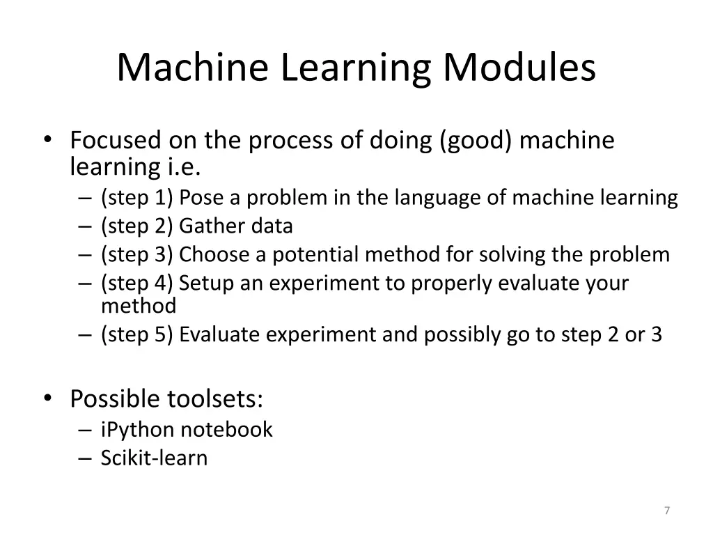 machine learning modules