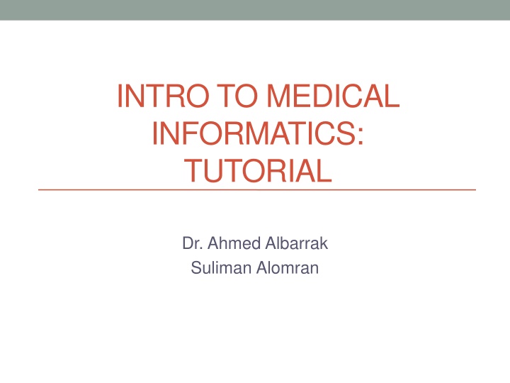 intro to medical informatics tutorial