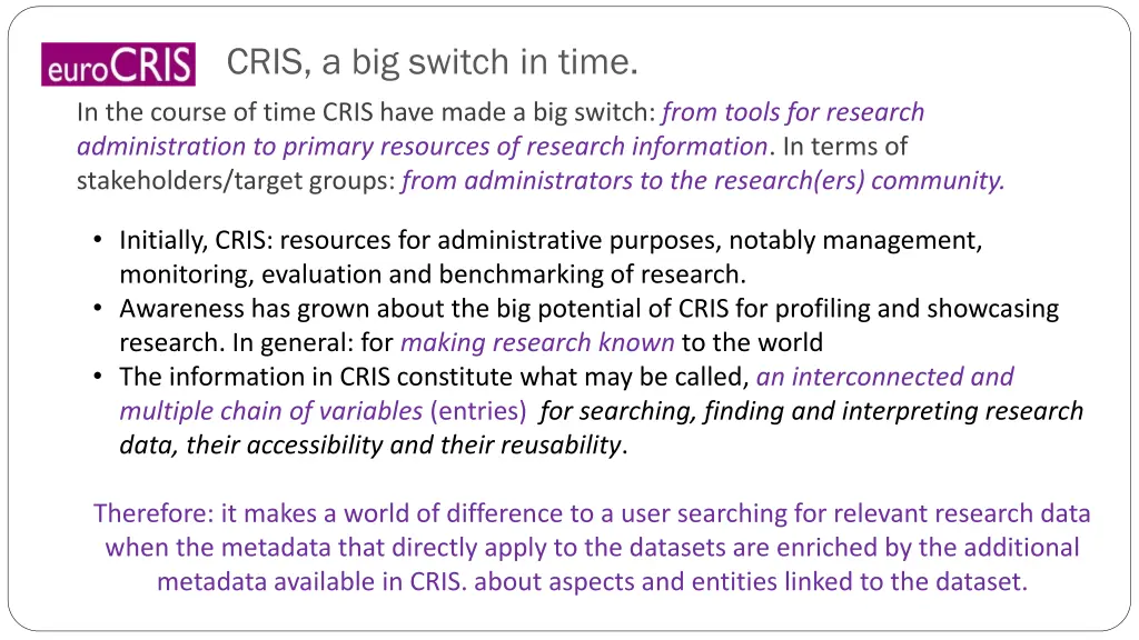 cris a big switch in time