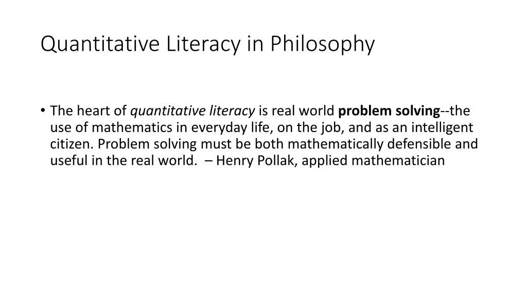 quantitative literacy in philosophy 2