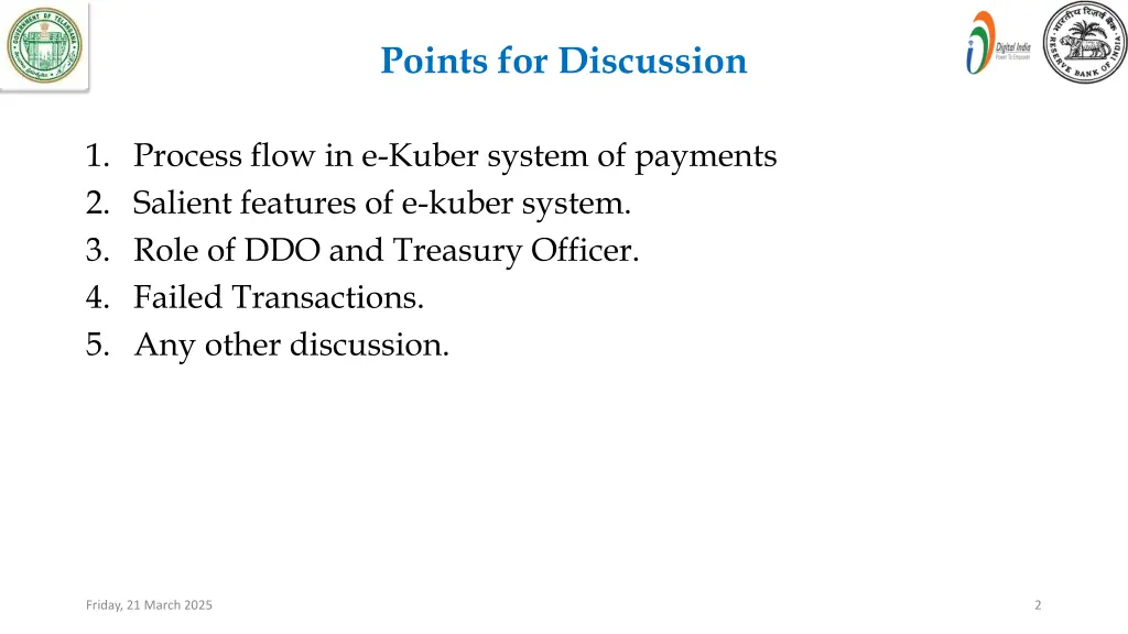 points for discussion