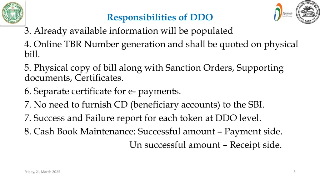 responsibilities of ddo 1