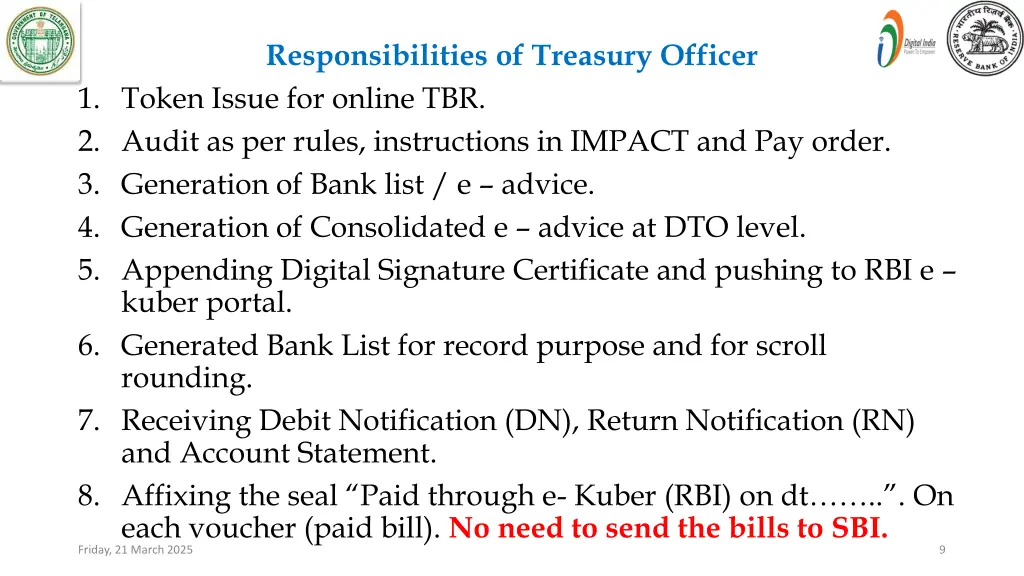 responsibilities of treasury officer 1 token