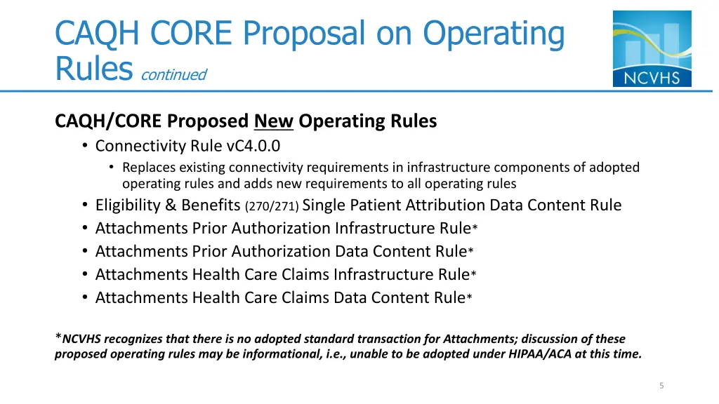caqh core proposal on operating rules continued