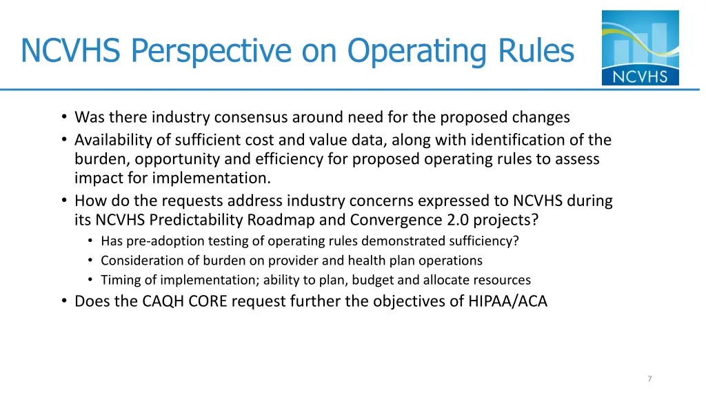 ncvhs perspective on operating rules