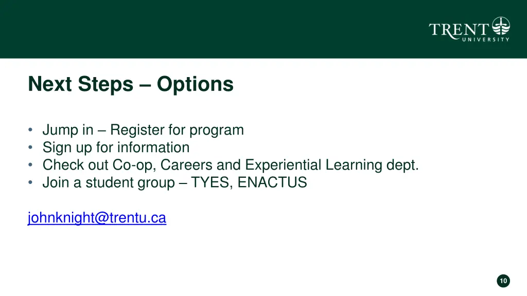 next steps options