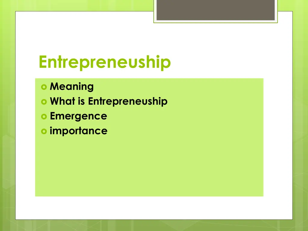 entrepreneuship
