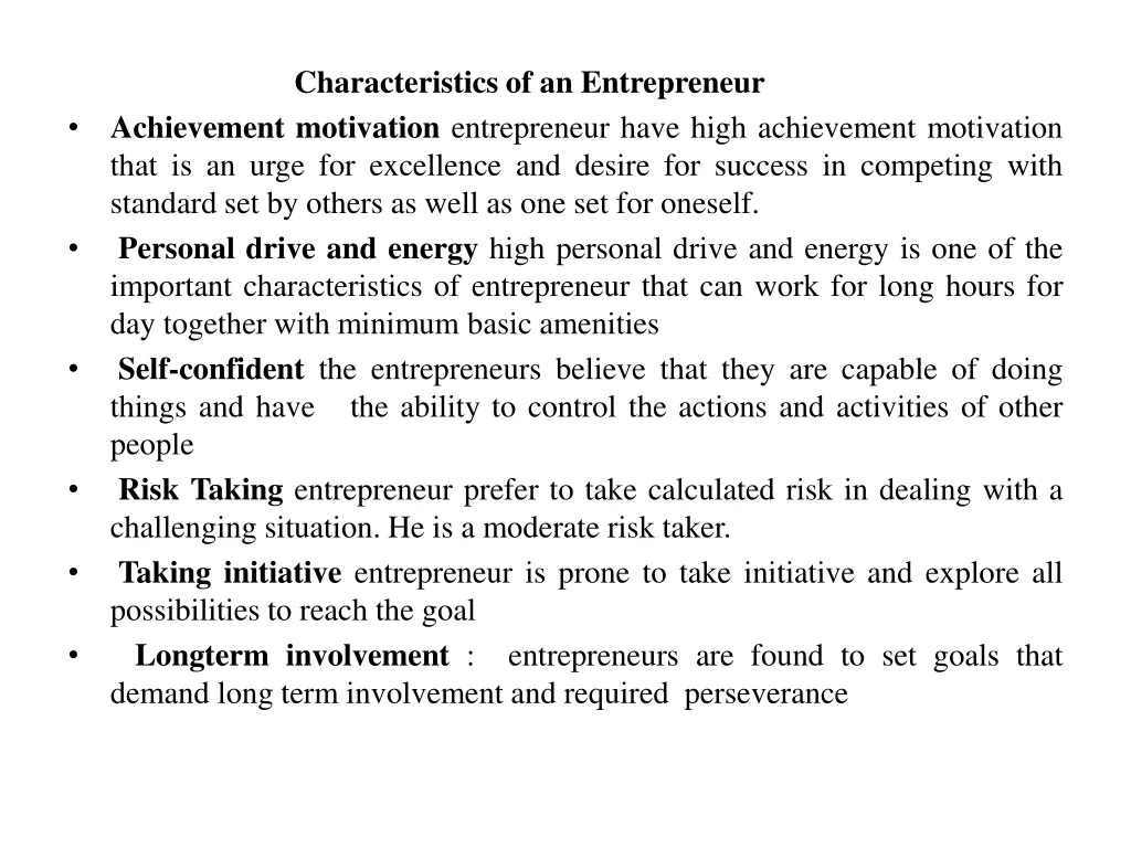 characteristics of an entrepreneur achievement