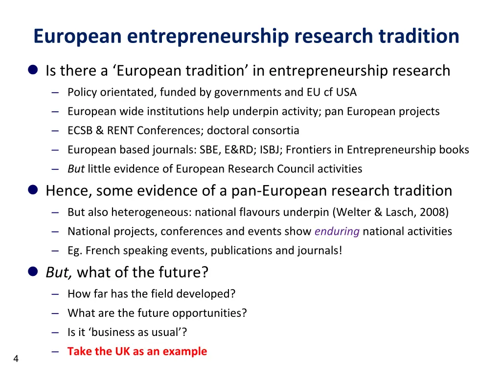 european entrepreneurship research tradition