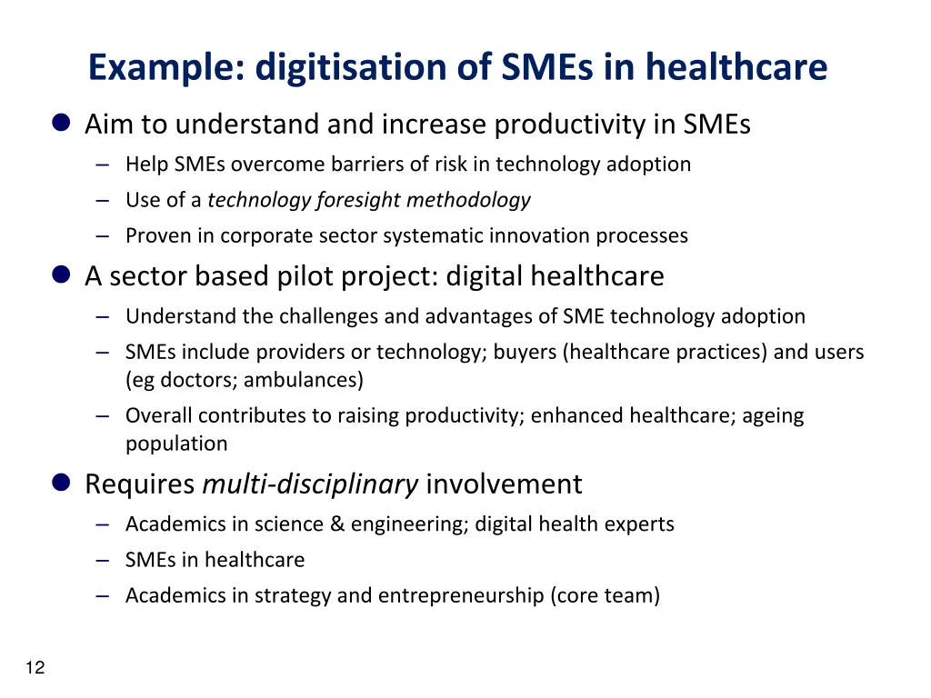 example digitisation of smes in healthcare