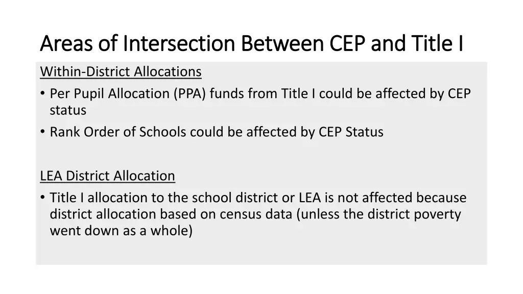 areas of intersection between cep and title