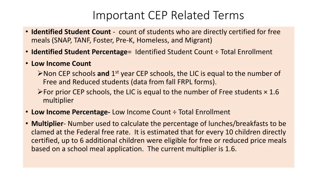 important cep related terms