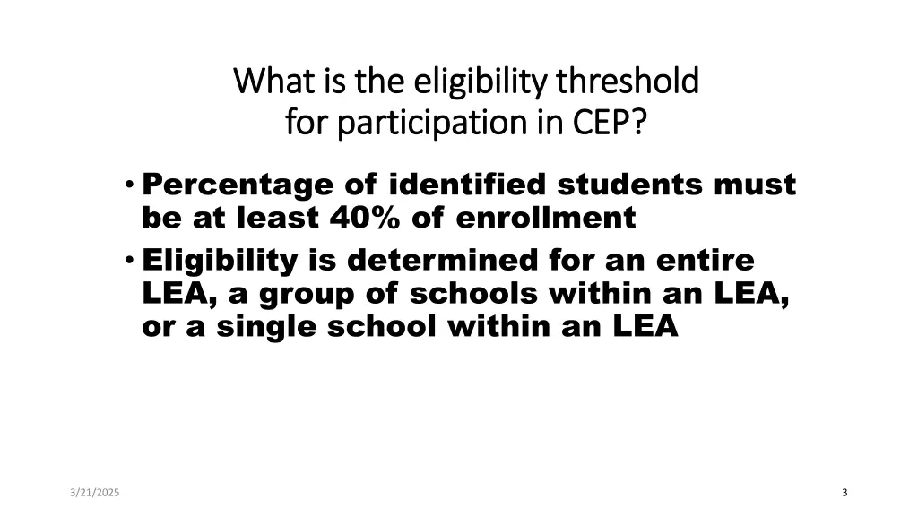 what is the eligibility threshold what