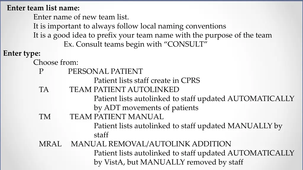enter team list name enter name of new team list