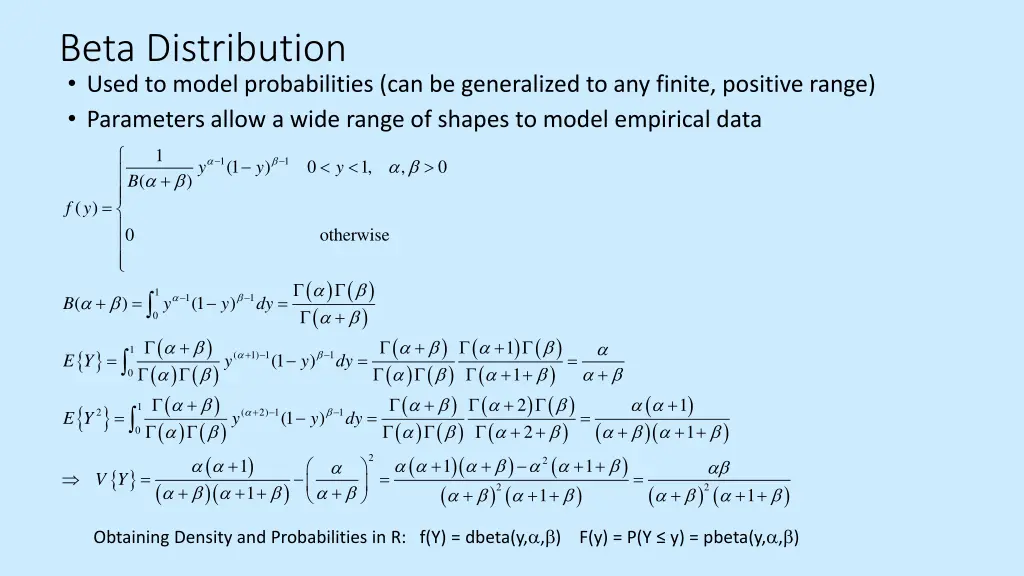 beta distribution used to model probabilities