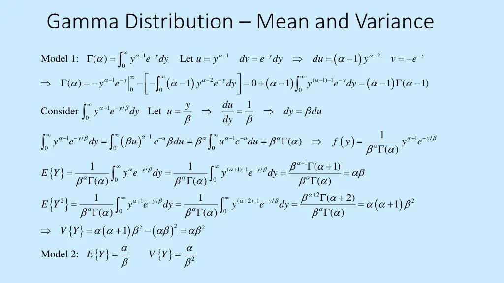 gamma distribution mean and variance