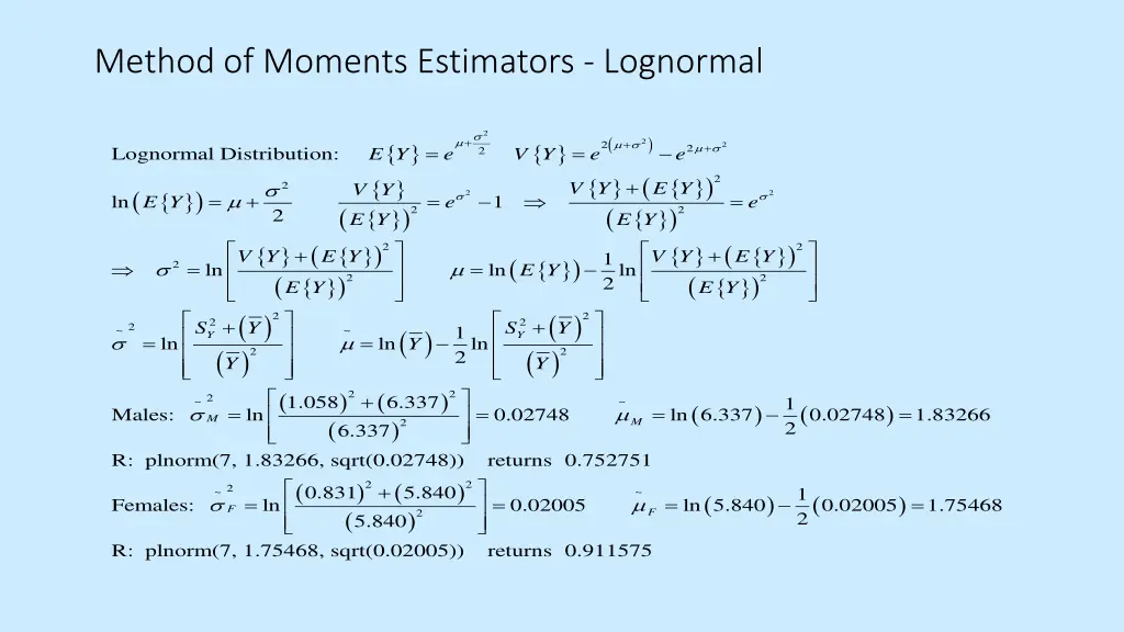 method of moments estimators lognormal