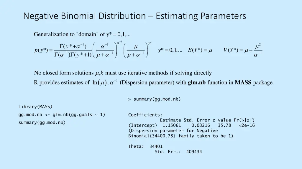 negative binomial distribution estimating