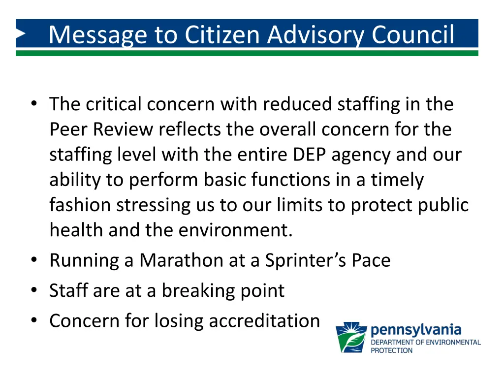 message to citizen advisory council