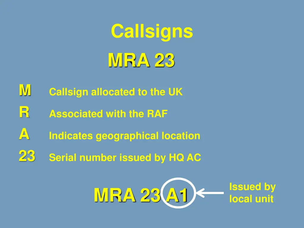 callsigns mra 23