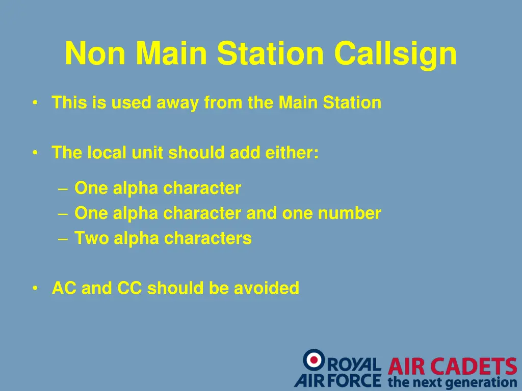 non main station callsign