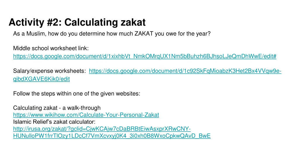 activity 2 calculating zakat as a muslim