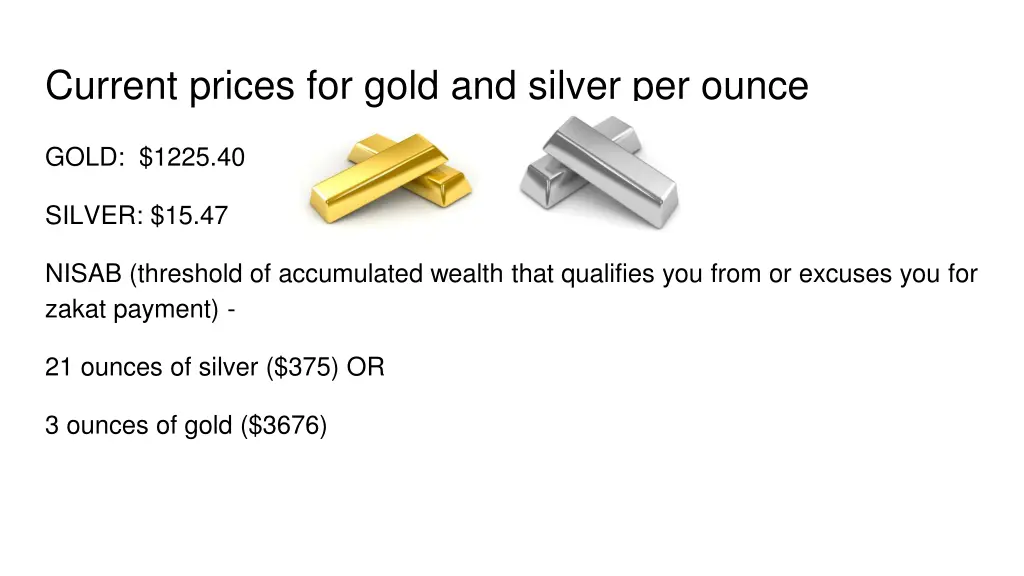 current prices for gold and silver per ounce