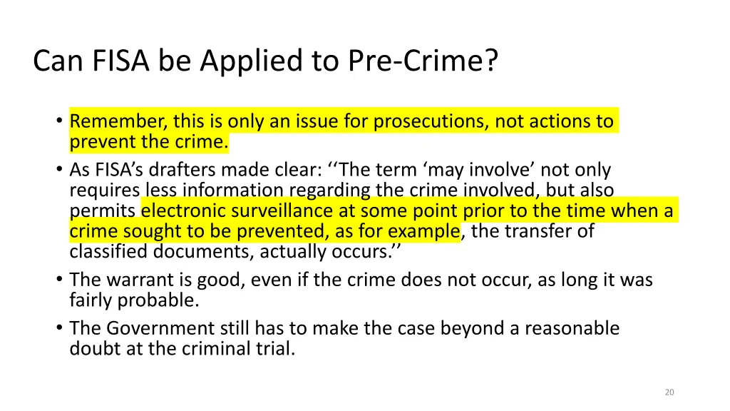 can fisa be applied to pre crime