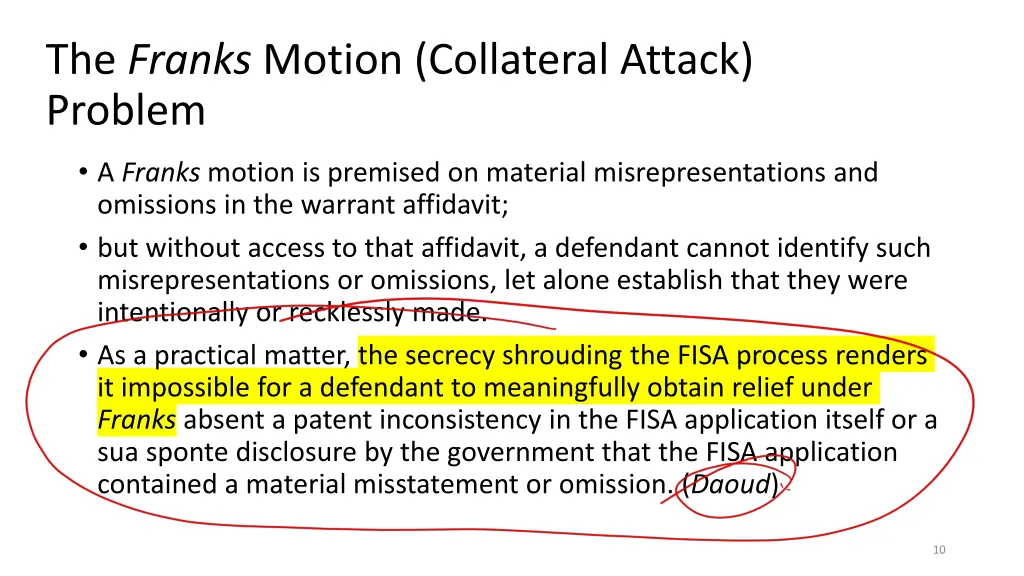 the franks motion collateral attack problem