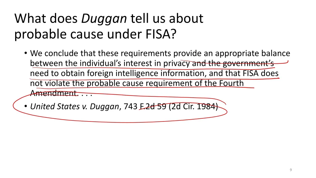 what does duggan tell us about probable cause