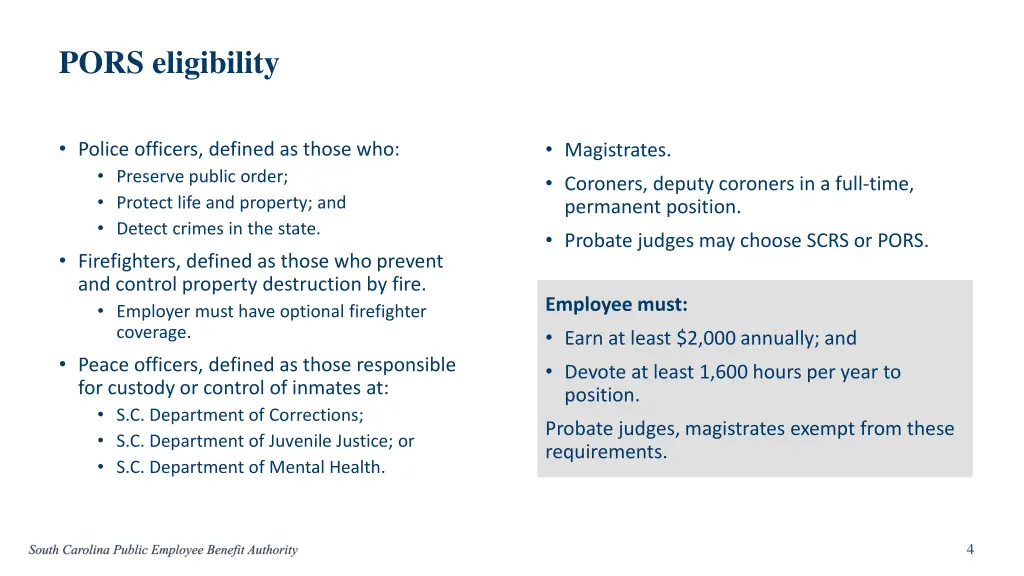 pors eligibility