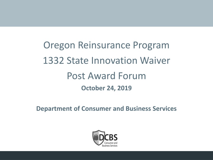 oregon reinsurance program 1332 state innovation