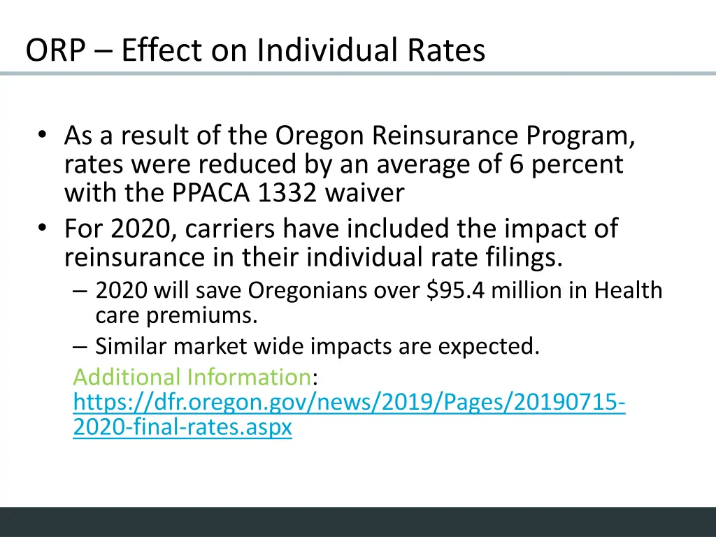 orp effect on individual rates