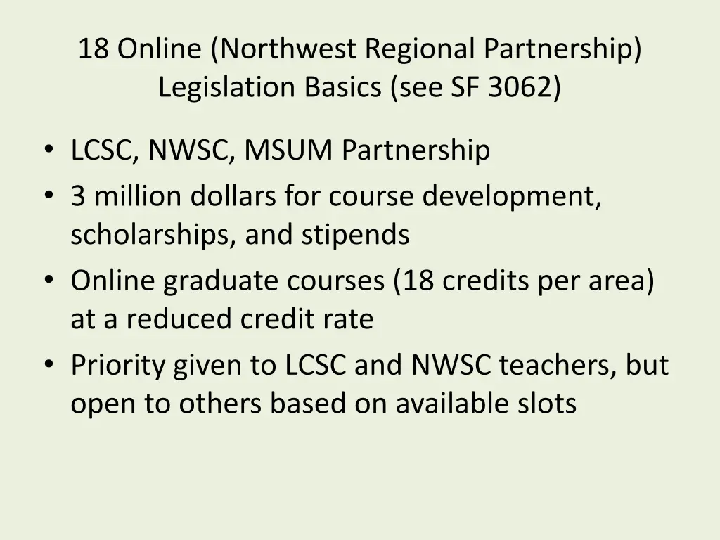 18 online northwest regional partnership