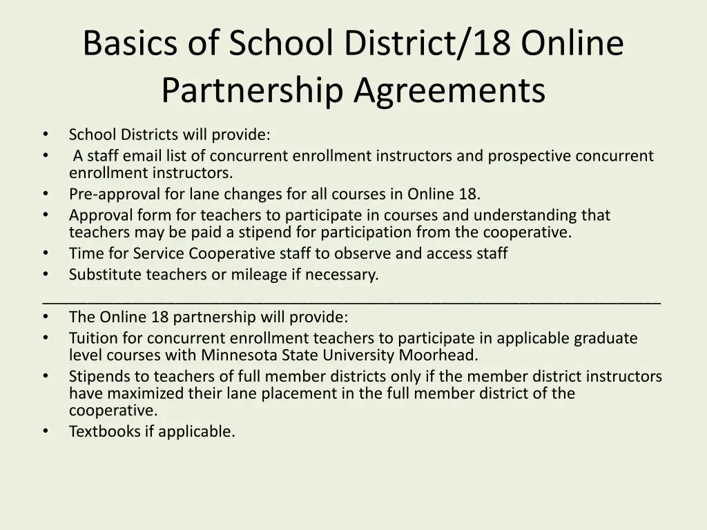basics of school district 18 online partnership