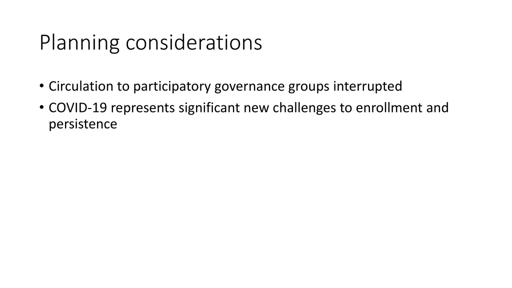 planning considerations