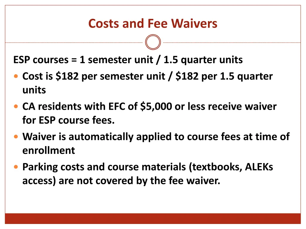 costs and fee waivers