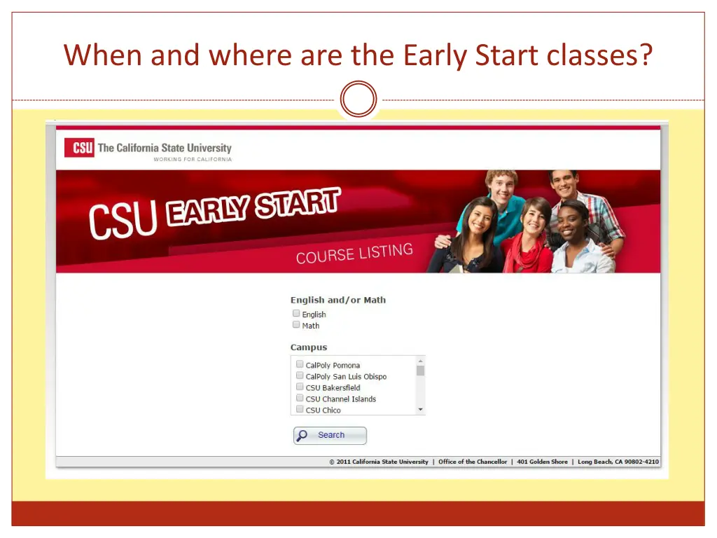 when and where are the early start classes