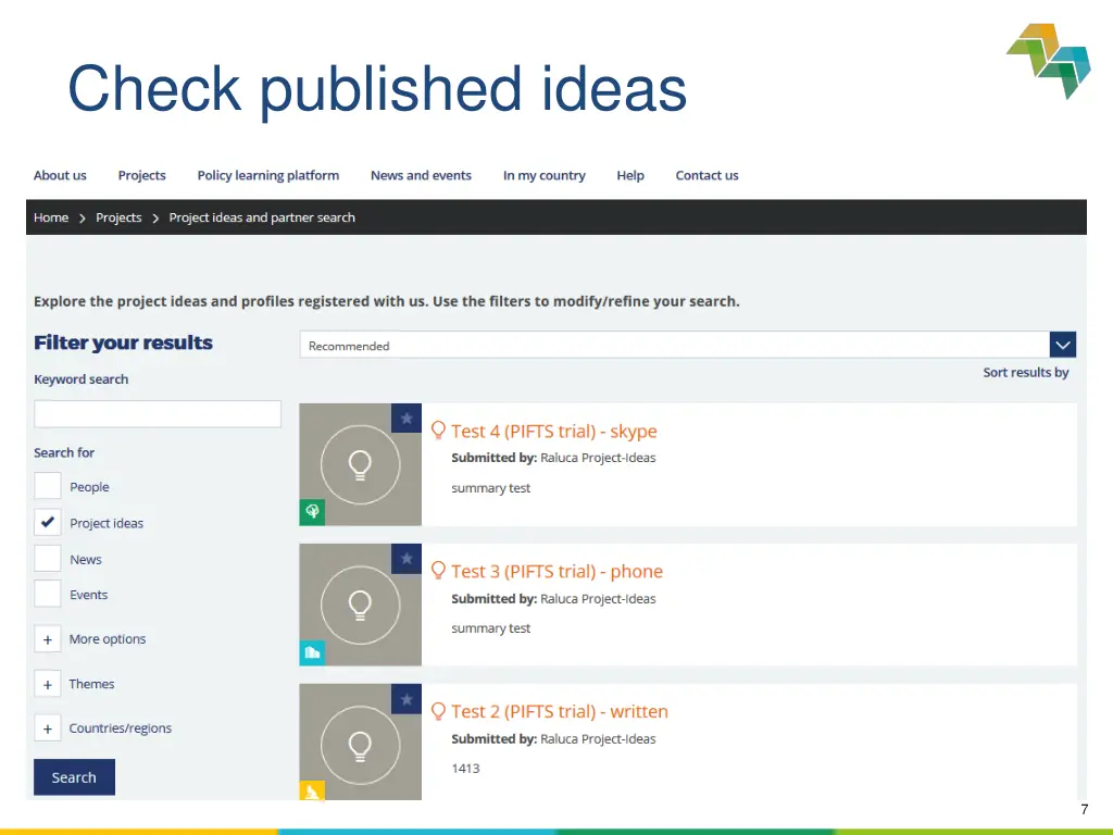 check published ideas