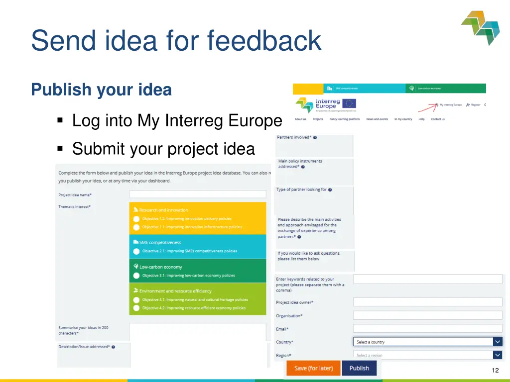 send idea for feedback