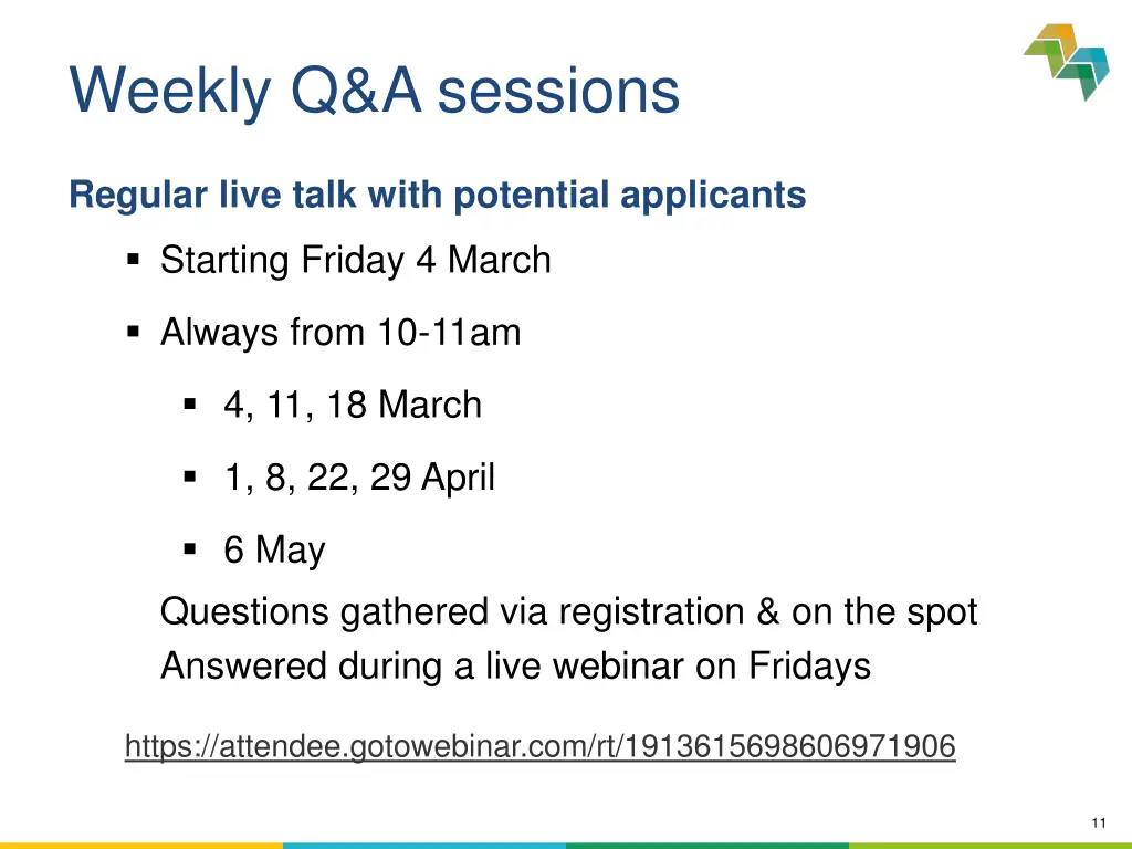 weekly q a sessions